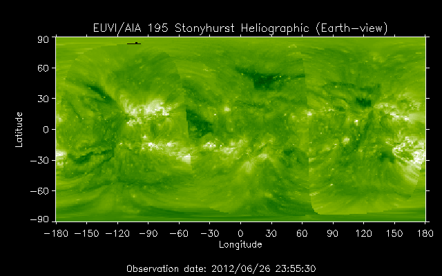 EUVI 195 heliographic map