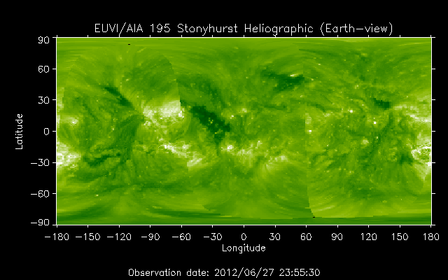 EUVI 195 heliographic map