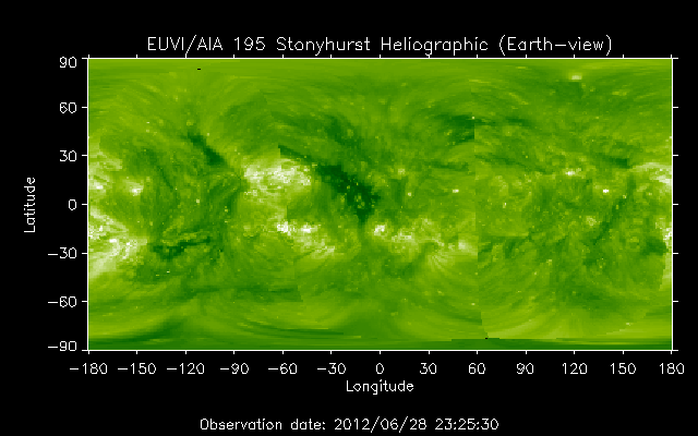 EUVI 195 heliographic map