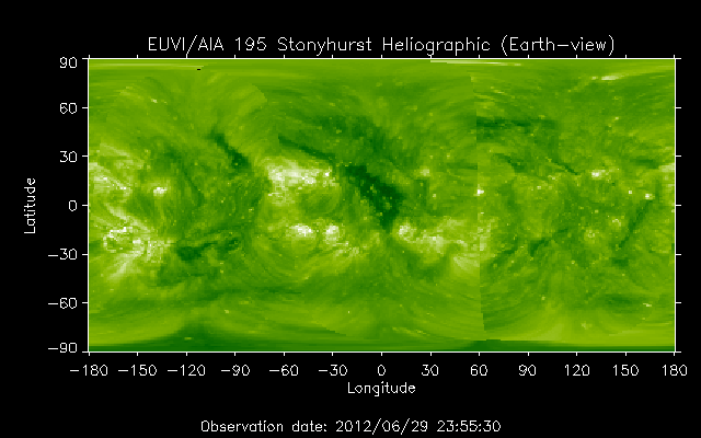 EUVI 195 heliographic map
