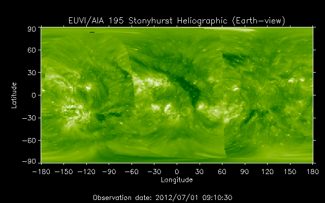 EUVI 195 heliographic map