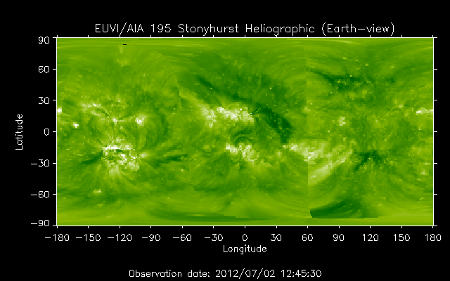 EUVI 195 heliographic map
