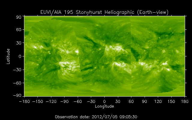 EUVI 195 heliographic map