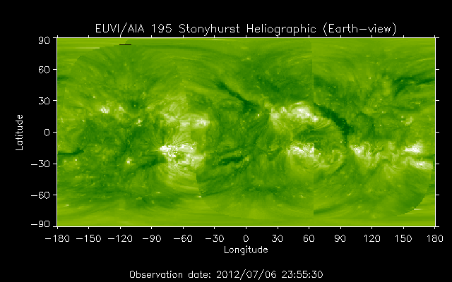 EUVI 195 heliographic map