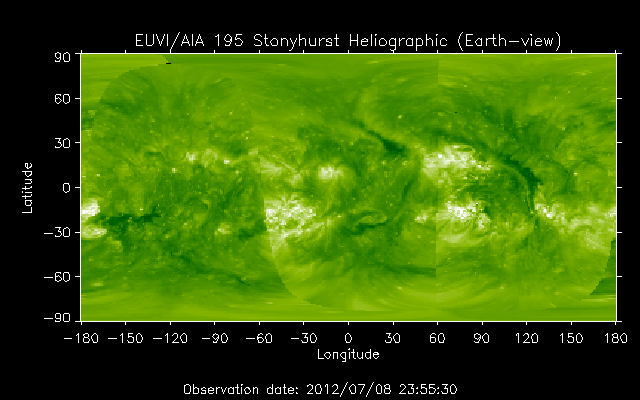 EUVI 195 heliographic map