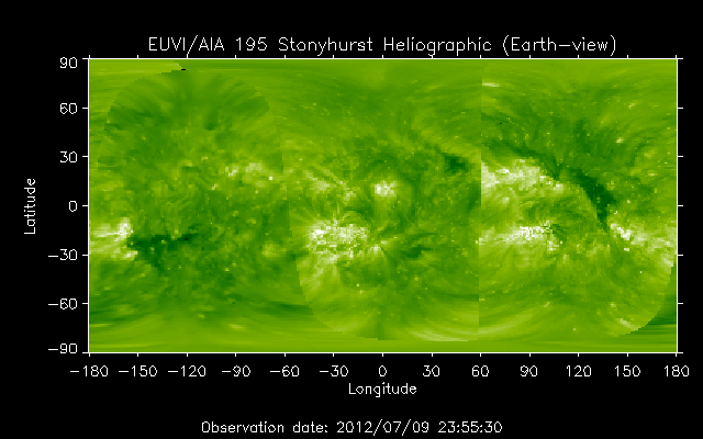 EUVI 195 heliographic map