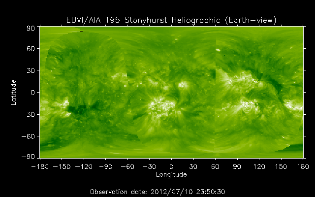 EUVI 195 heliographic map