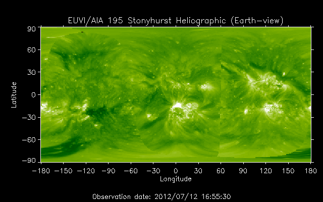 EUVI 195 heliographic map