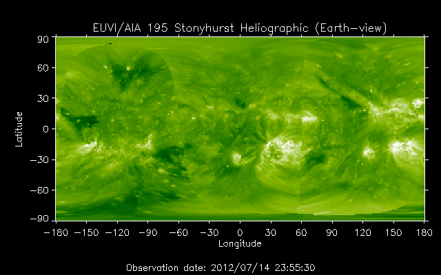 EUVI 195 heliographic map