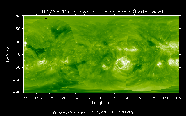 EUVI 195 heliographic map
