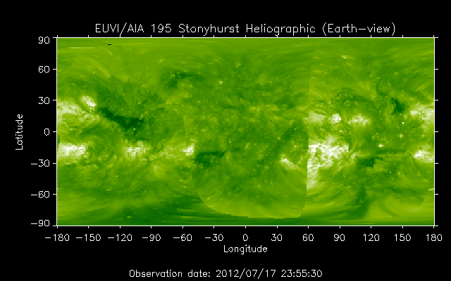 EUVI 195 heliographic map