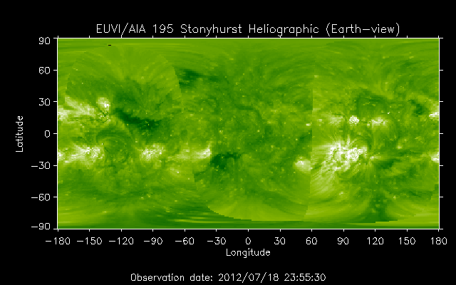 EUVI 195 heliographic map