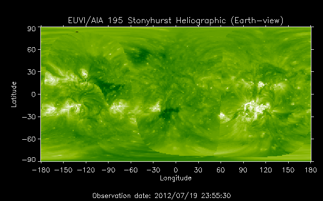EUVI 195 heliographic map
