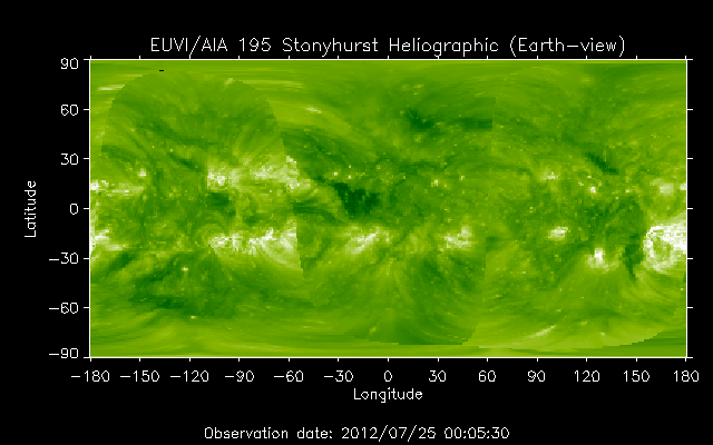 EUVI 195 heliographic map
