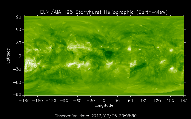 EUVI 195 heliographic map