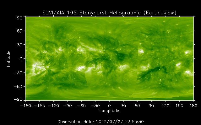 EUVI 195 heliographic map
