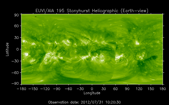 EUVI 195 heliographic map