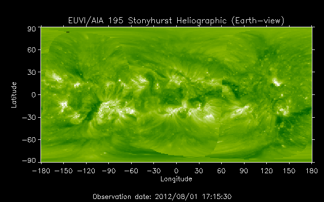 EUVI 195 heliographic map