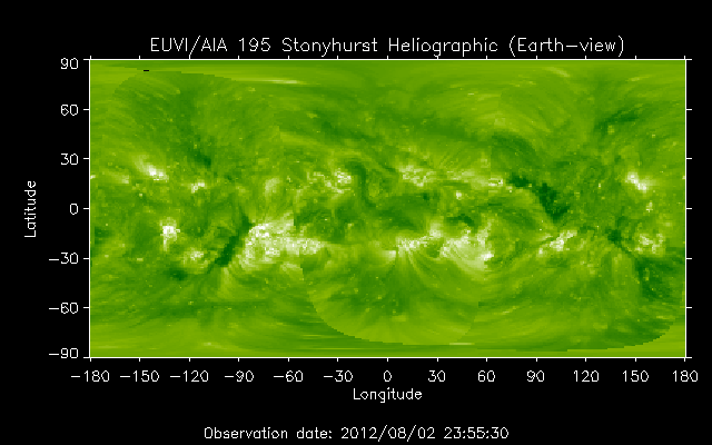 EUVI 195 heliographic map