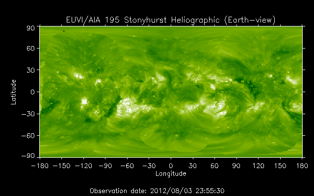 EUVI 195 heliographic map