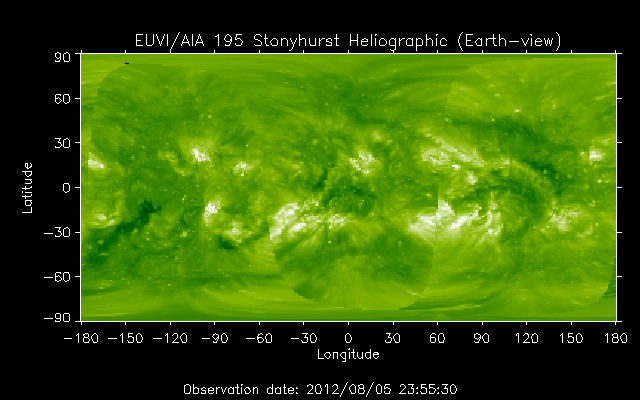 EUVI 195 heliographic map