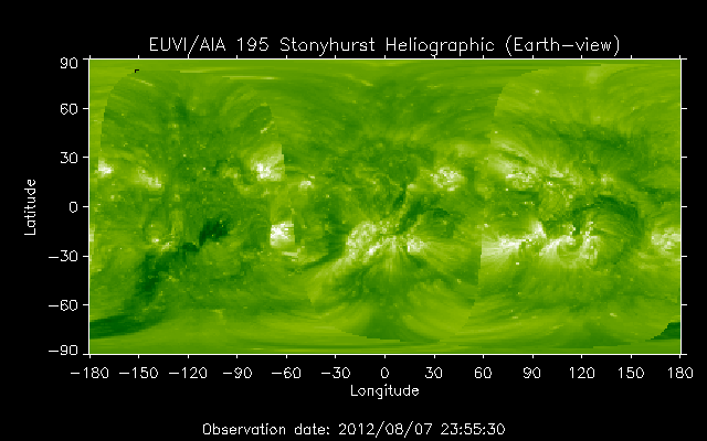 EUVI 195 heliographic map