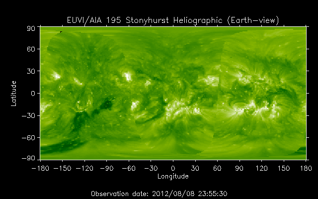 EUVI 195 heliographic map