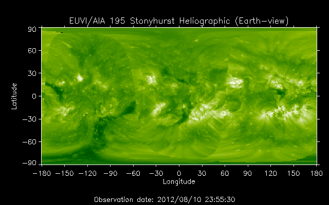 EUVI 195 heliographic map