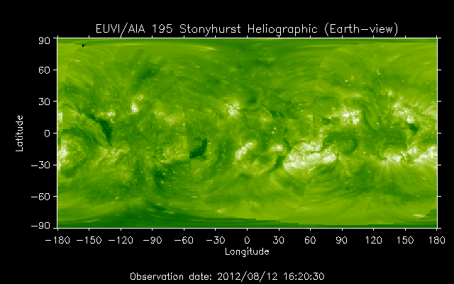EUVI 195 heliographic map