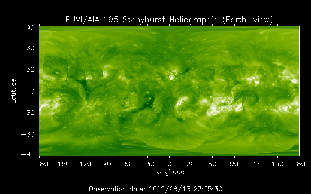 EUVI 195 heliographic map