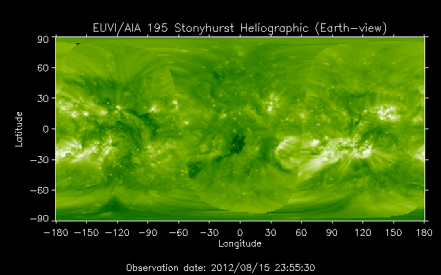 EUVI 195 heliographic map