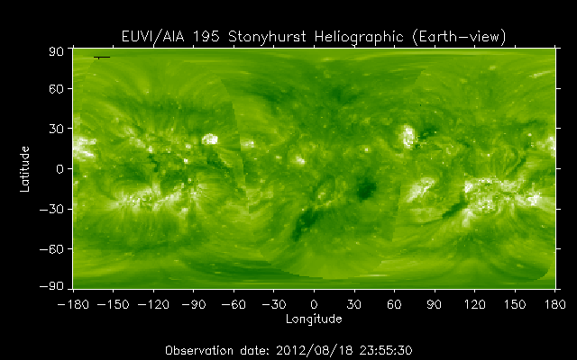 EUVI 195 heliographic map
