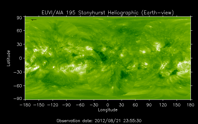EUVI 195 heliographic map