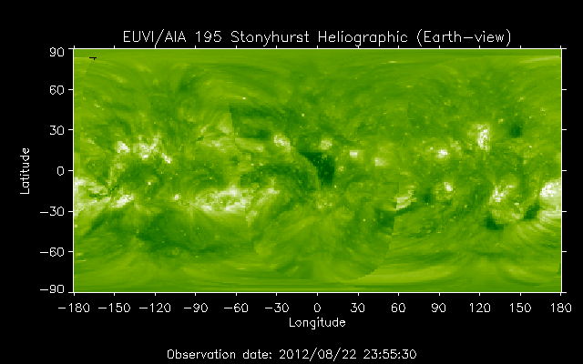 EUVI 195 heliographic map