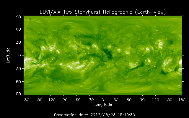 EUVI 195 heliographic map