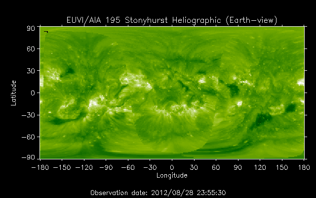 EUVI 195 heliographic map