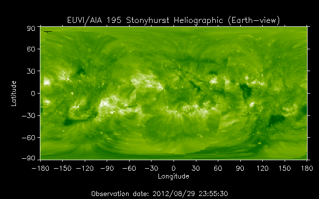 EUVI 195 heliographic map