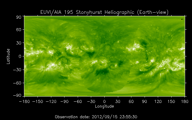 EUVI 195 heliographic map