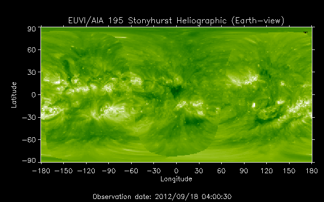 EUVI 195 heliographic map