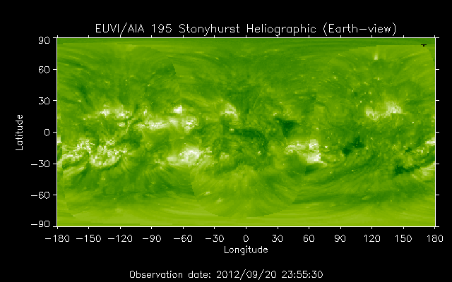 EUVI 195 heliographic map