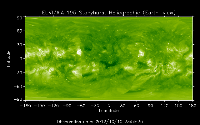 EUVI 195 heliographic map
