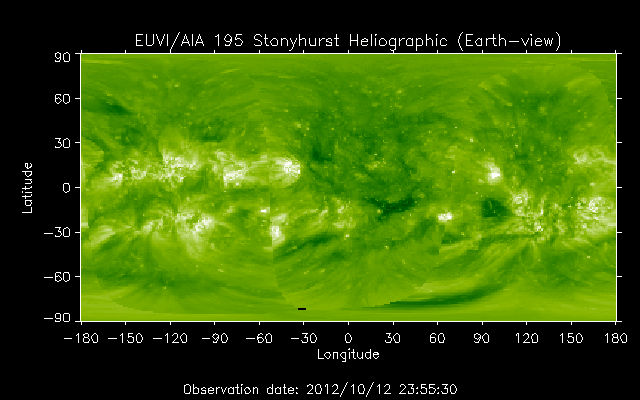 EUVI 195 heliographic map