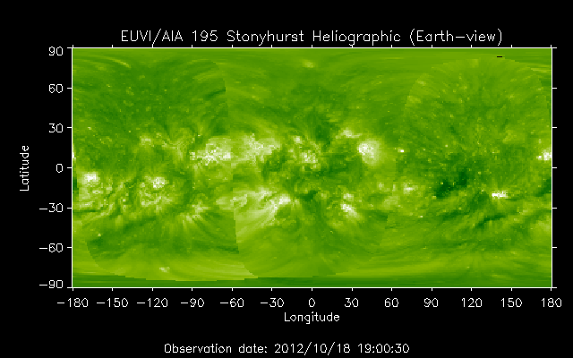 EUVI 195 heliographic map