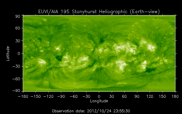EUVI 195 heliographic map