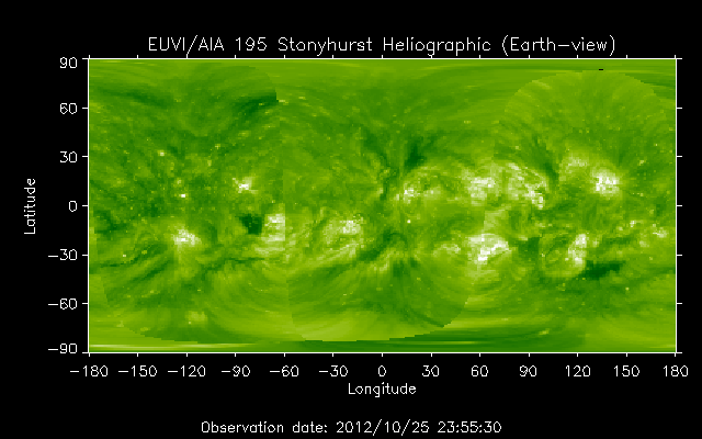 EUVI 195 heliographic map