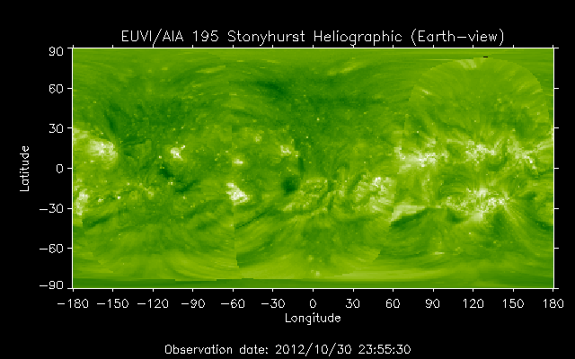 EUVI 195 heliographic map