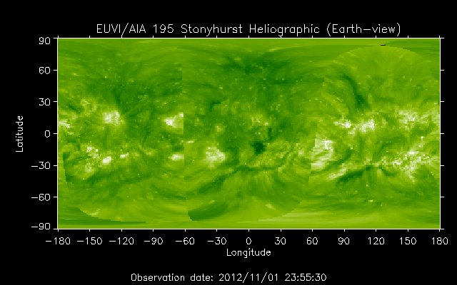 EUVI 195 heliographic map
