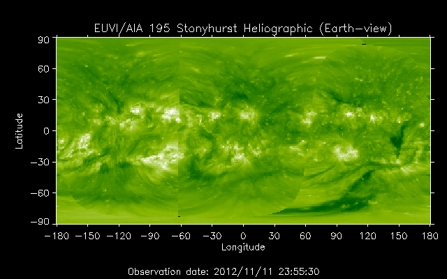 EUVI 195 heliographic map