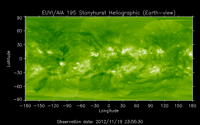 EUVI 195 heliographic map