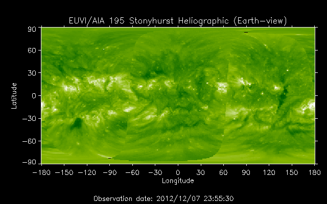EUVI 195 heliographic map